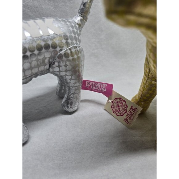 Victoria Secret PINK Dog Mascot Plush Lot of 2 Metallic Circle Printed- NWT - Picture 6 of 15